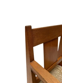 Art Deco Modernist Club Chair with Rush Seat, 1920s